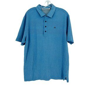 Travis Mathews Polo Shirt Men's Large Short Sleeve Golf Blue Stretch Casual